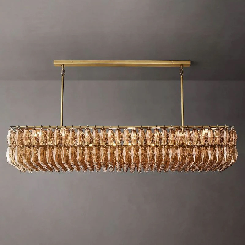 Chara Smoke Glass Rectangular Chandelier 74