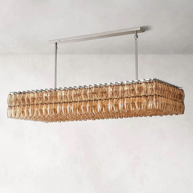 Chara Smoke Glass Rectangular Chandelier 74