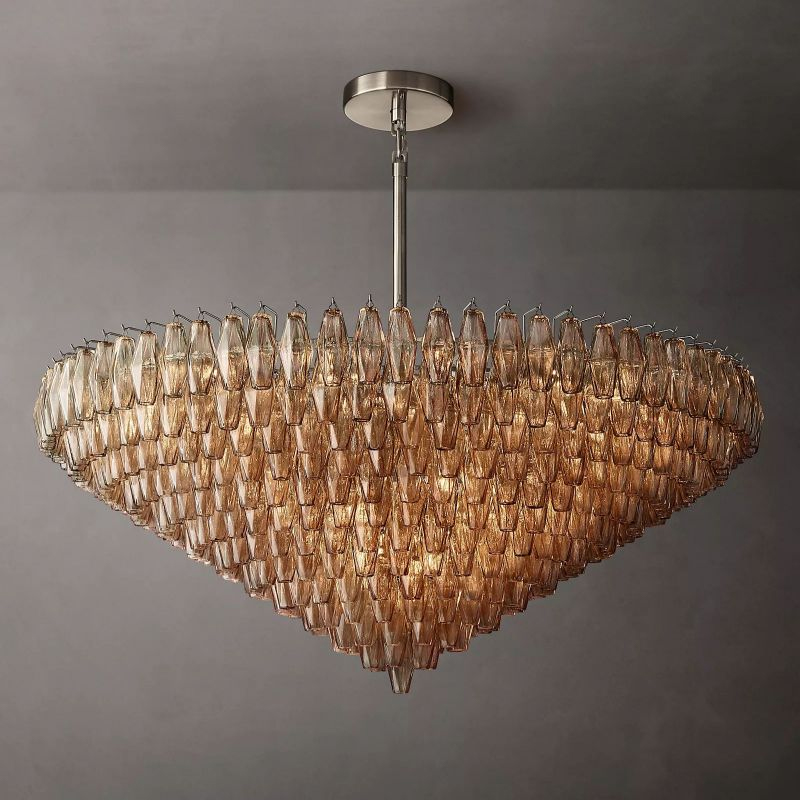 Chara Smoke Glass Tiered Round Chandelier 62