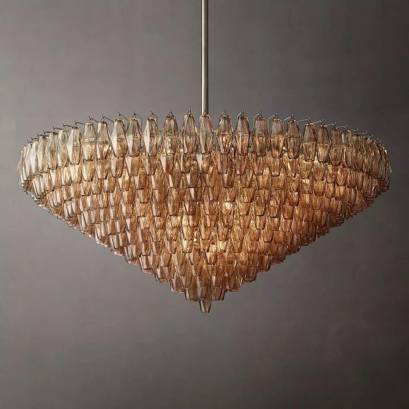 Chara Smoke Glass Tiered Round Chandelier 62