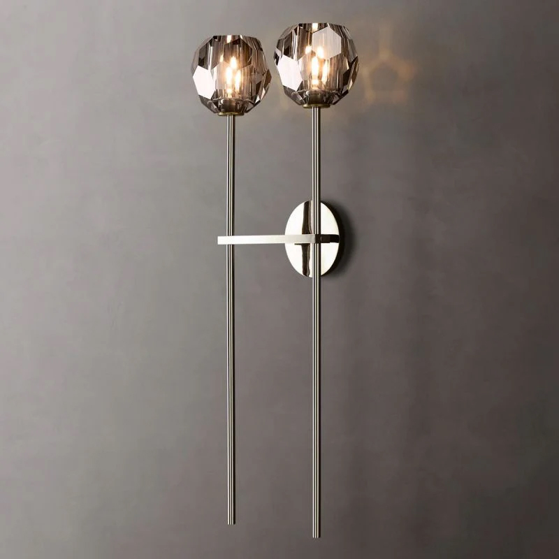 Kristal Smoke Glass Double Grand Wall Sconce