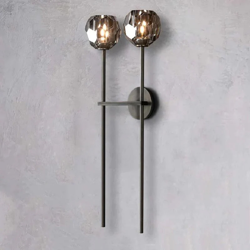 Kristal Smoke Glass Double Grand Wall Sconce