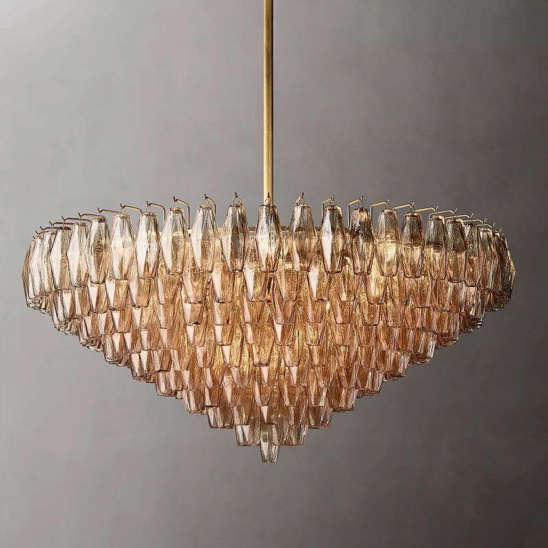 Chara Smoke Glass Tiered Round Chandelier 47