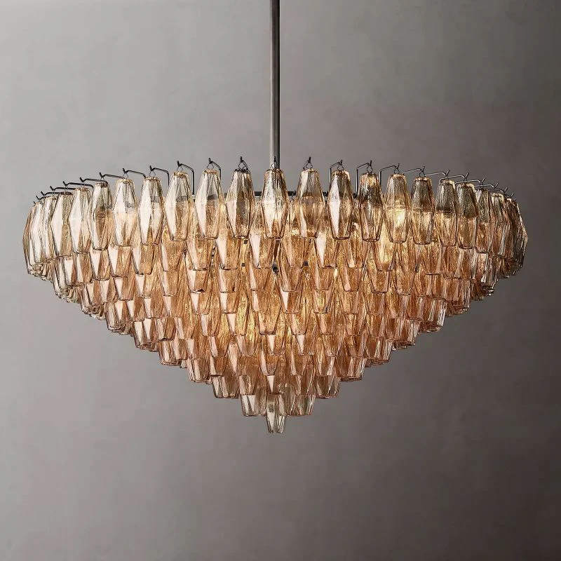 Chara Smoke Glass Tiered Round Chandelier 47
