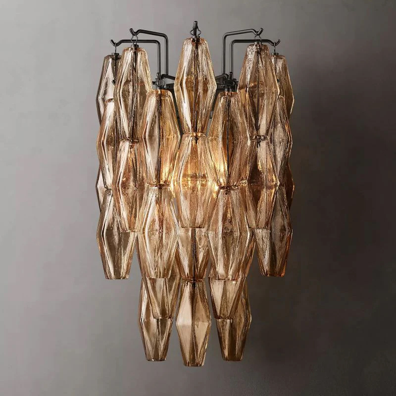 Chara Smoke Glass Short Wall Sconce