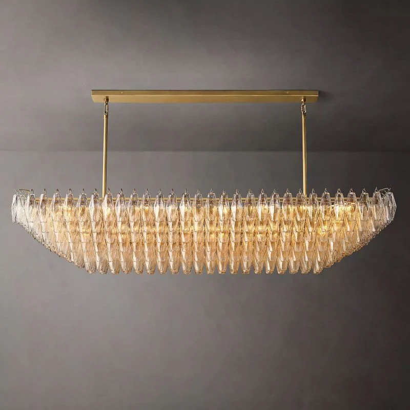 Chara Clear Glass Tiered Rectangular Chandelier 74