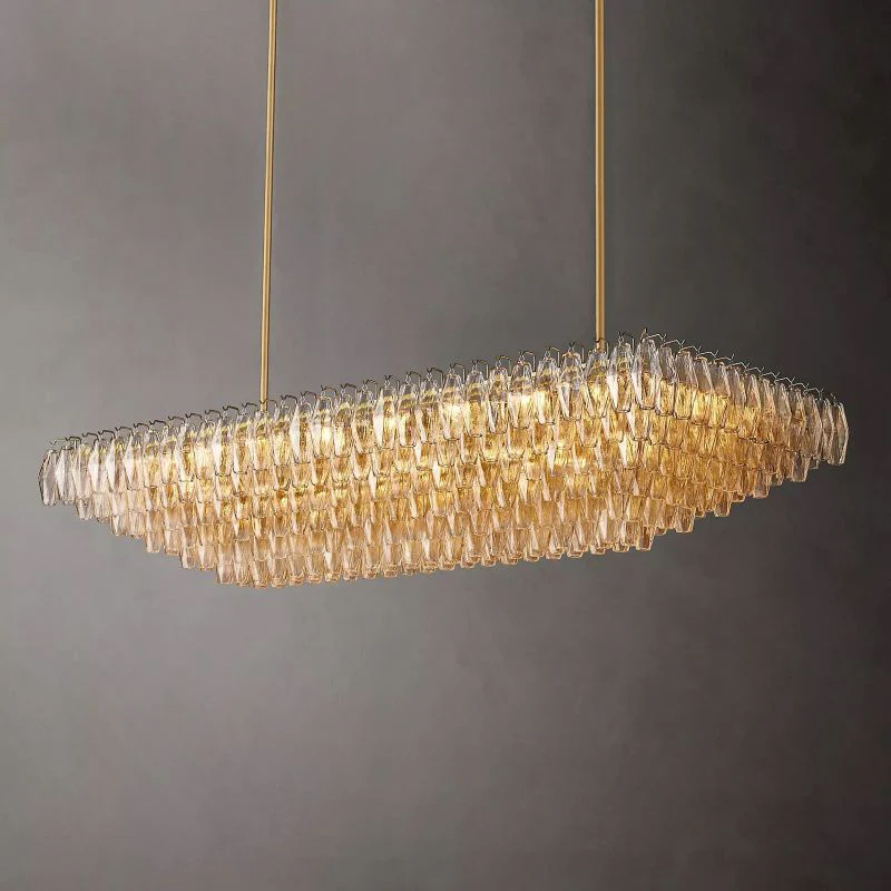 Chara Clear Glass Tiered Rectangular Chandelier 74