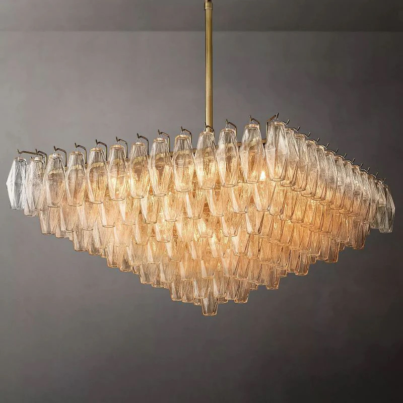 Chara Clear Glass Square Chandelier 32