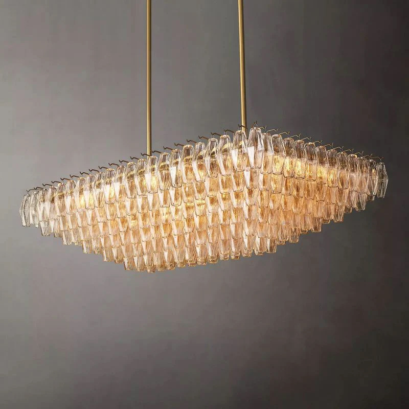 Chara Clear Glass Tiered Rectangular Chandelier 54