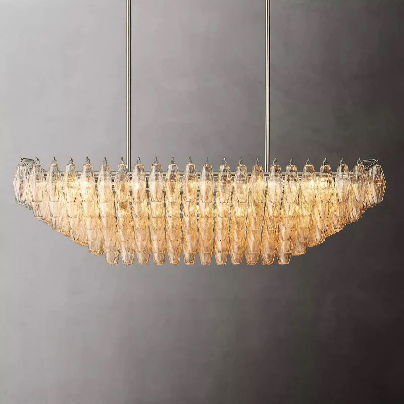 Chara Clear Glass Tiered Rectangular Chandelier 54