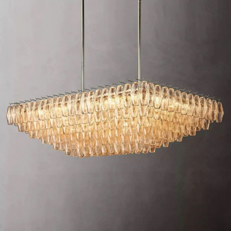 Chara Clear Glass Tiered Rectangular Chandelier 54