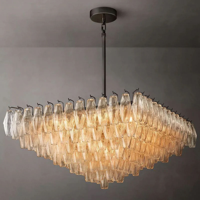 Chara Clear Glass Square Chandelier 32