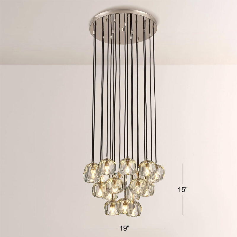 Kristal Glass Round Cluster Chandelier 19