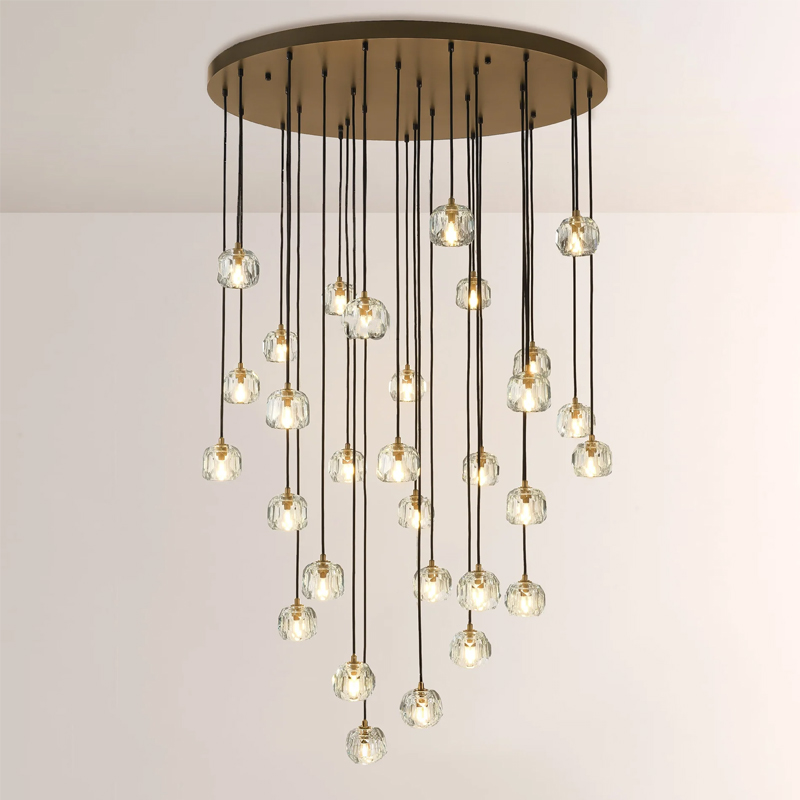 Kristal Smoke Glass Round Cluster Chandelier 40