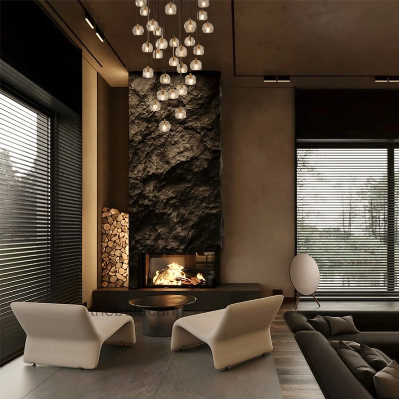 Kristal Smoke Glass Round Cluster Chandelier 30