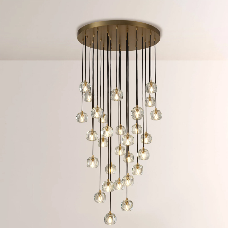 Kristal Smoke Glass Round Cluster Chandelier 30