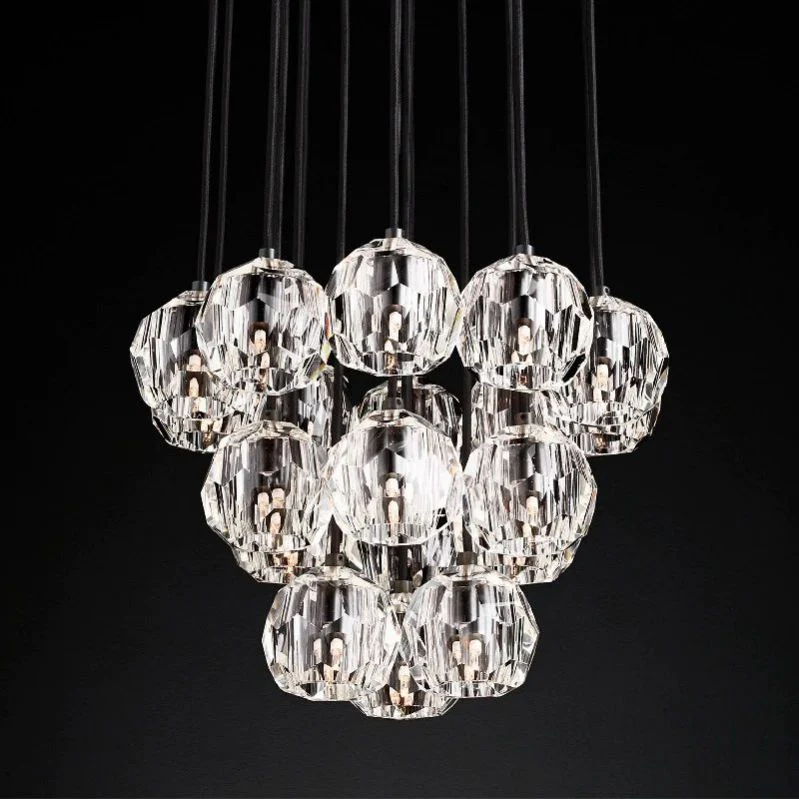 Kristal Glass Round Cluster Chandelier 19