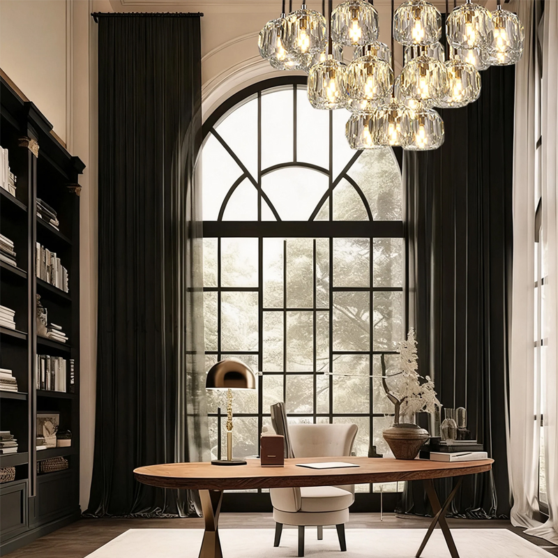 Kristal Glass Round Cluster Chandelier 24