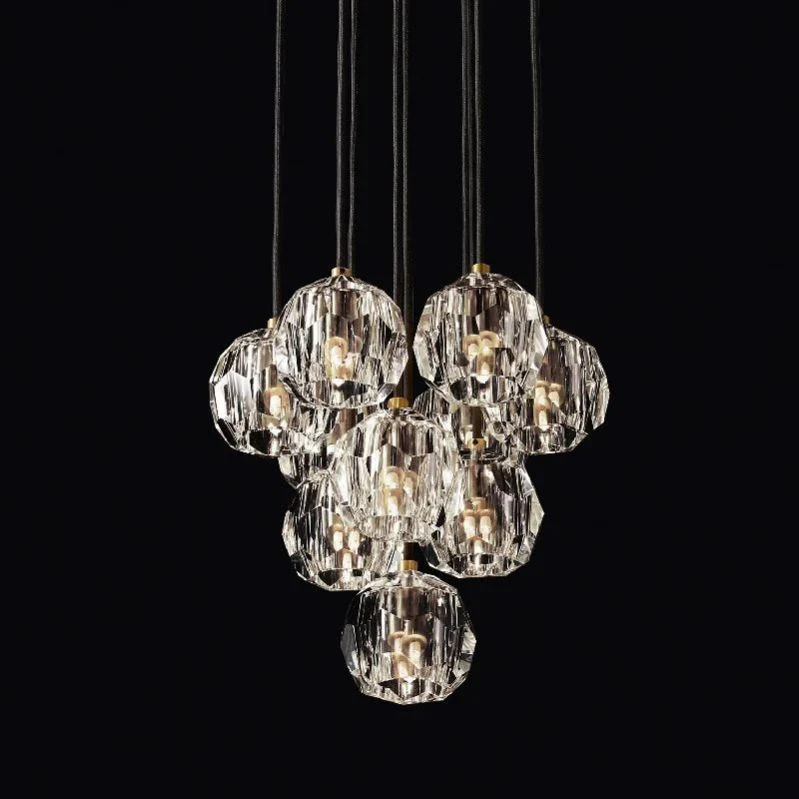 Kristal Glass Round Cluster Chandelier 14