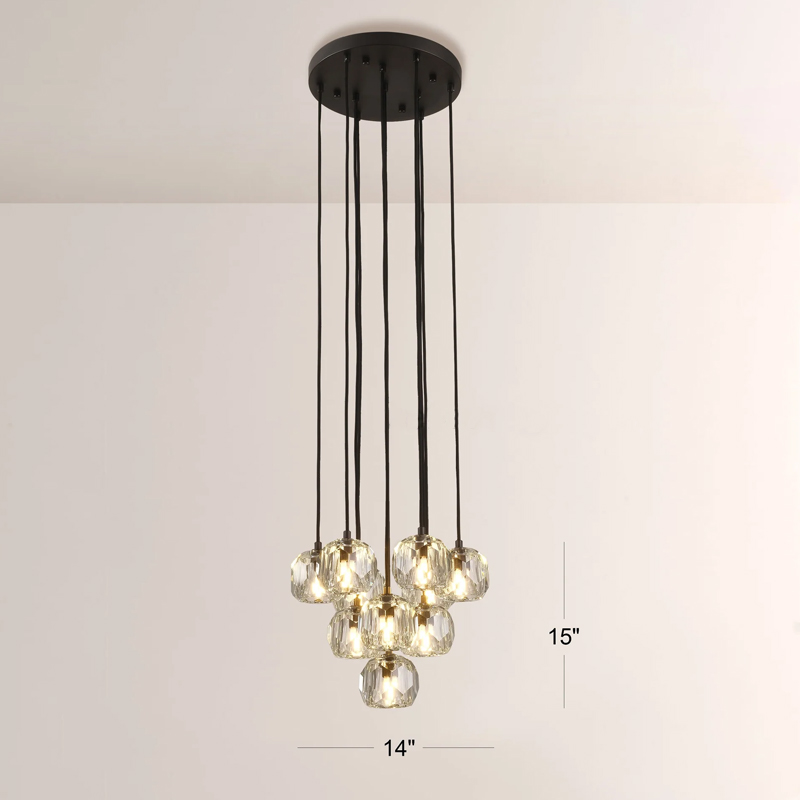 Kristal Glass Round Cluster Chandelier 14