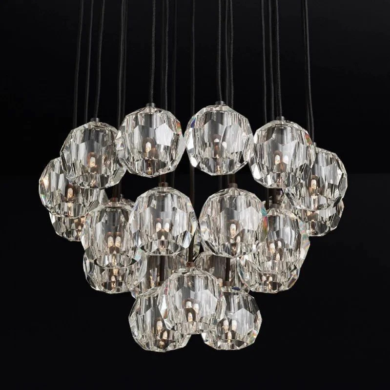 Kristal Glass Round Cluster Chandelier 24