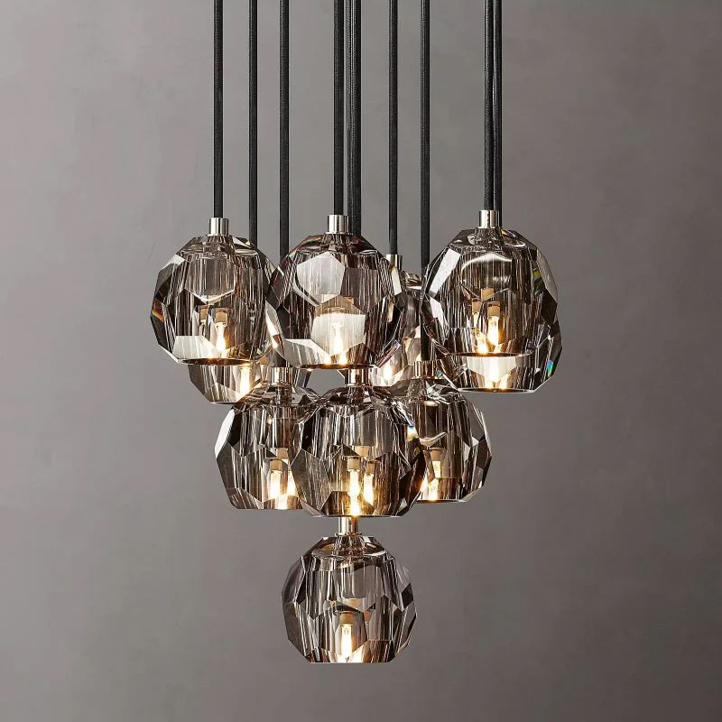 Kristal Glass Round Cluster Chandelier 14