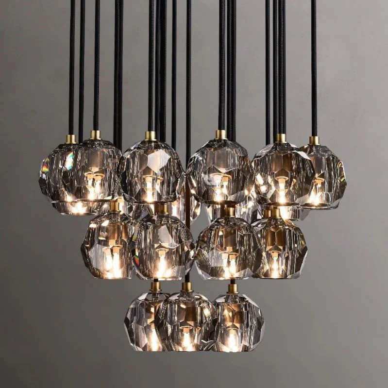 Kristal Glass Round Cluster Chandelier 24