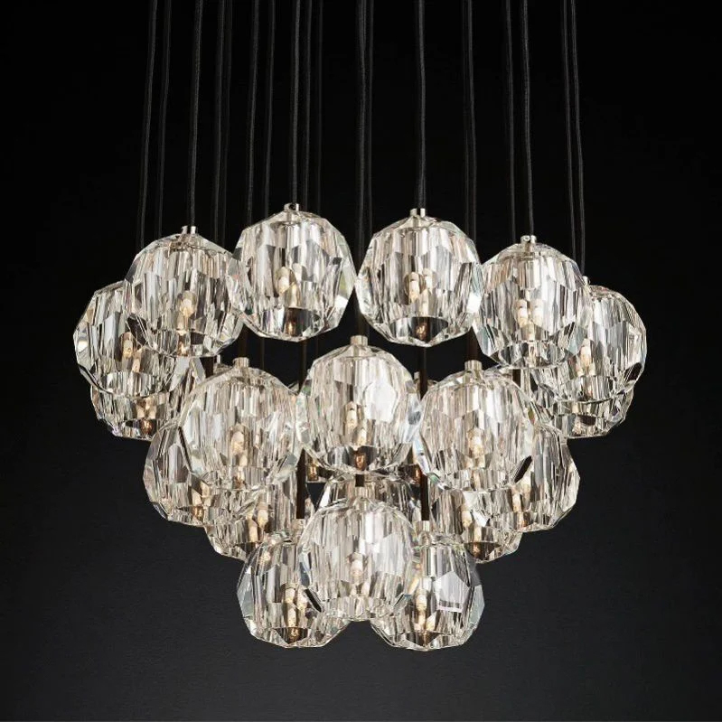 Kristal Glass Round Cluster Chandelier 24