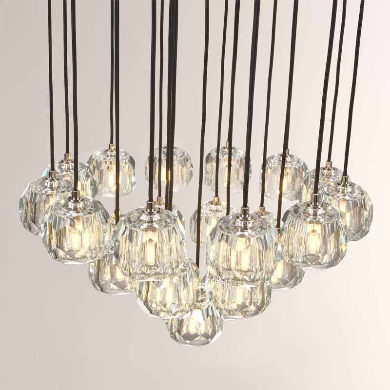 Kristal Glass Round Cluster Chandelier 24