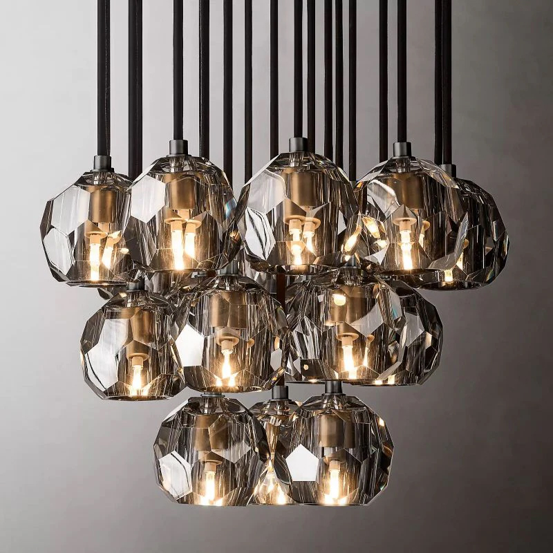 Kristal Glass Round Cluster Chandelier 19
