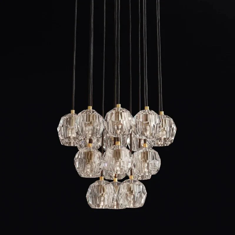 Kristal Glass Round Cluster Chandelier 19