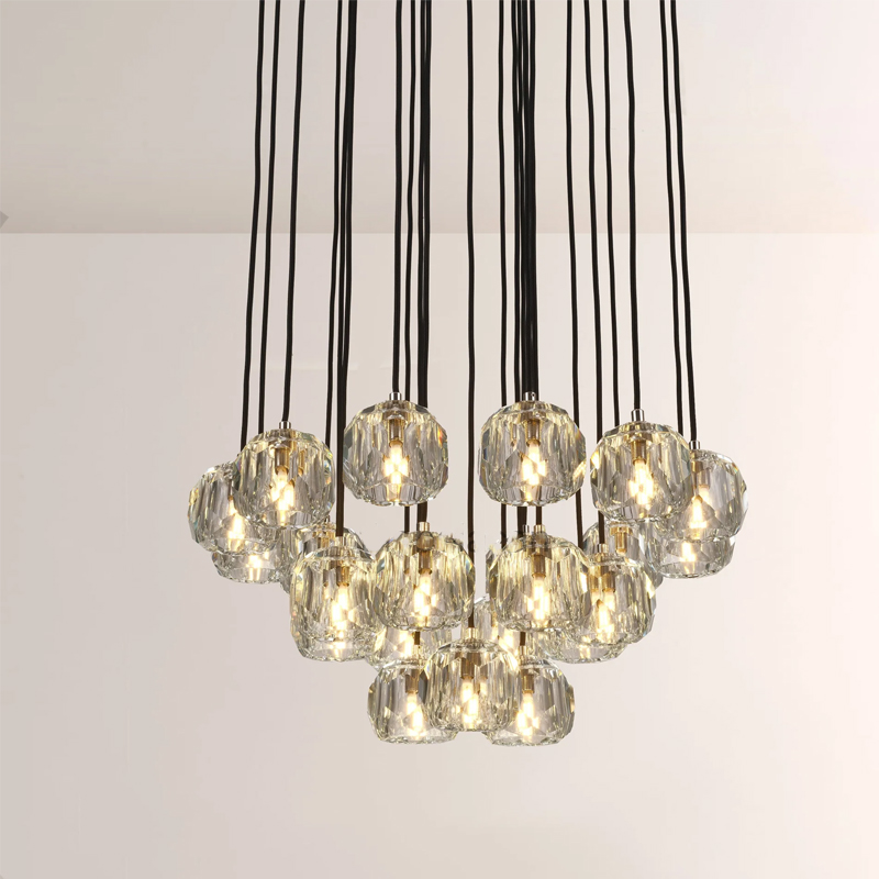Kristal Glass Round Cluster Chandelier 24