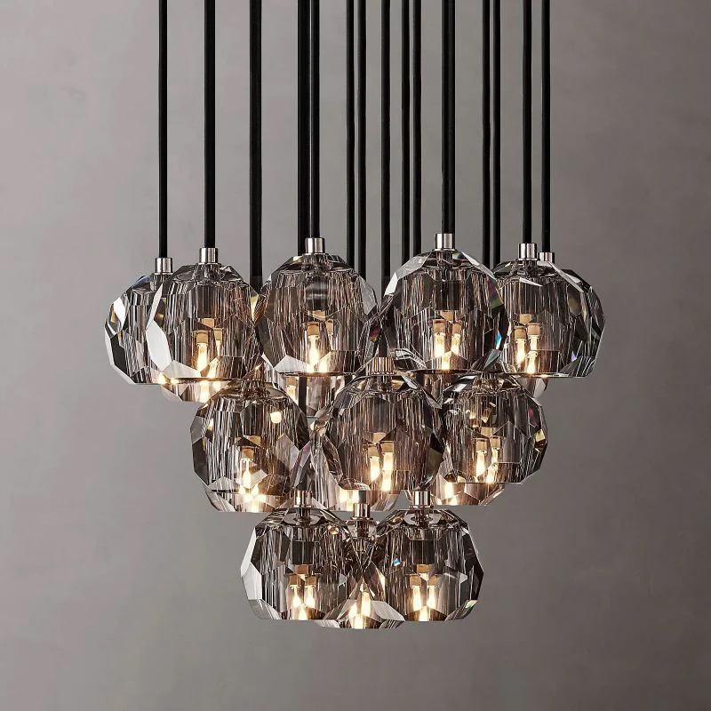 Kristal Glass Round Cluster Chandelier 19