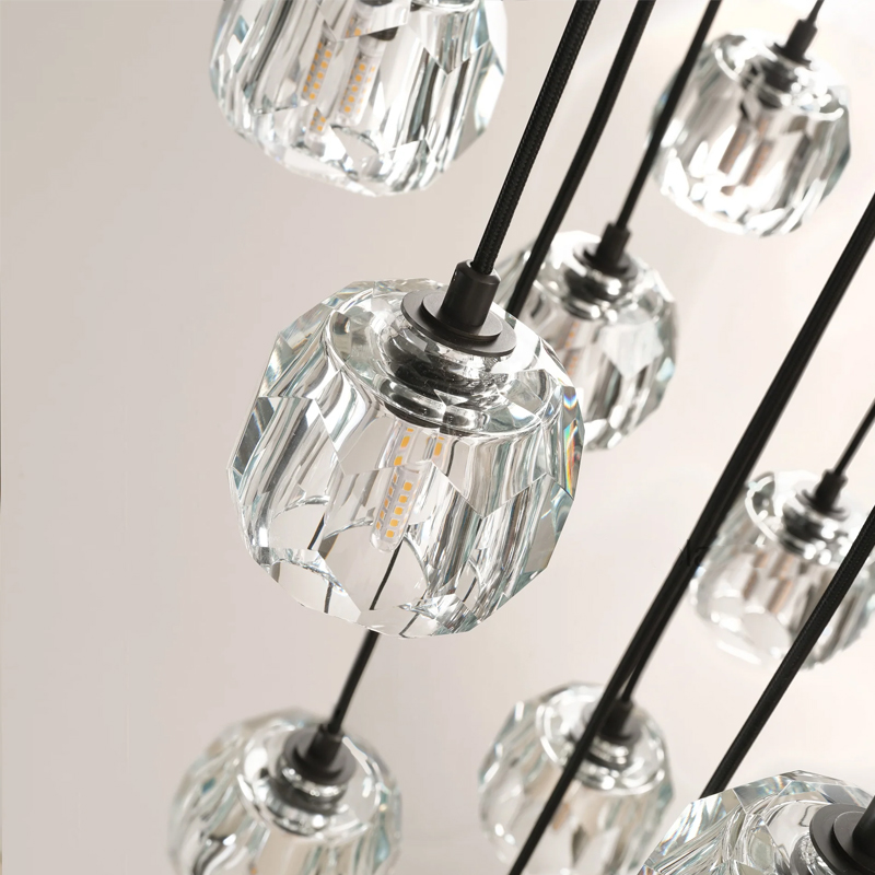 Kristal Glass Round Cluster Chandelier 19