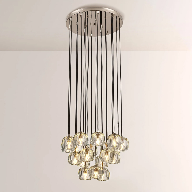 Kristal Glass Round Cluster Chandelier 19