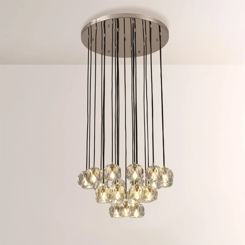 Kristal Glass Round Cluster Chandelier 24