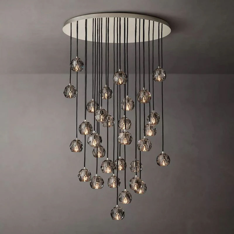 Kristal Smoke Glass Round Cluster Chandelier 40