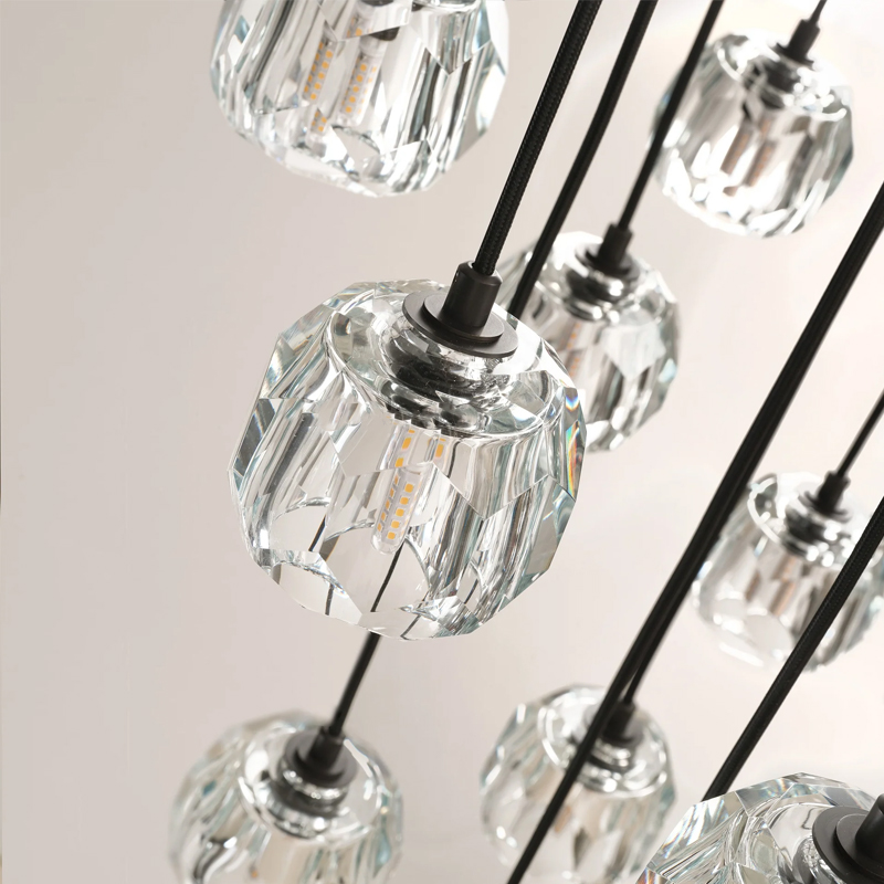 Kristal Smoke Glass Round Cluster Chandelier 30