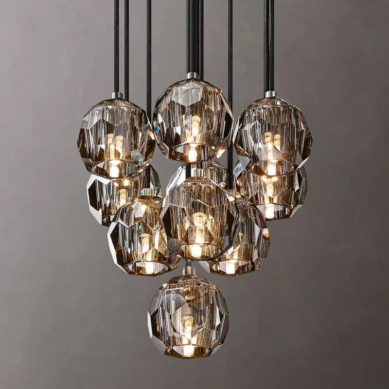Kristal Glass Round Cluster Chandelier 14