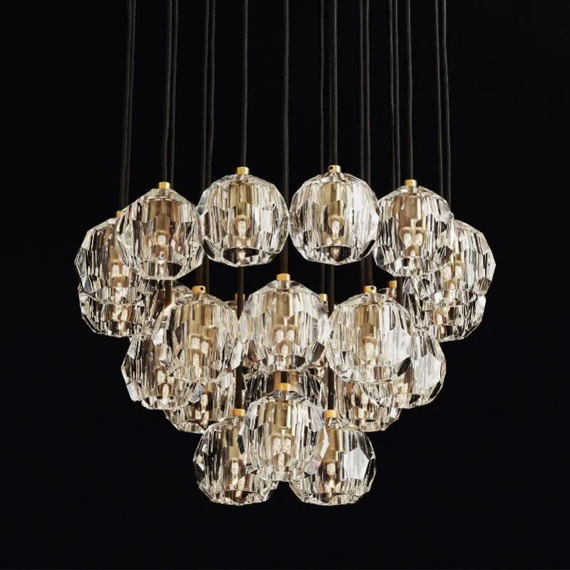 Kristal Glass Round Cluster Chandelier 24