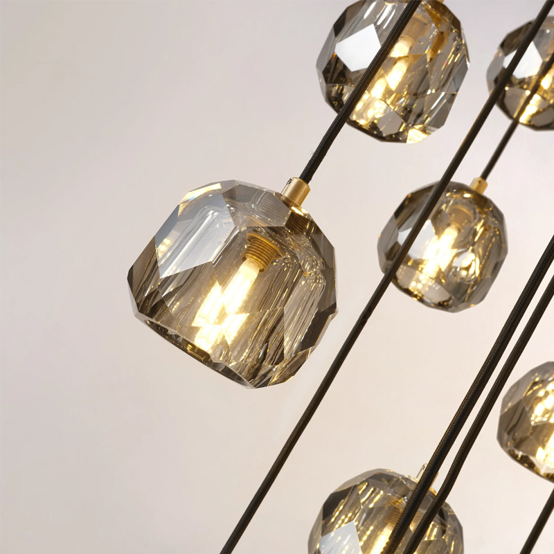 Kristal Smoke Glass Round Cluster Chandelier 30