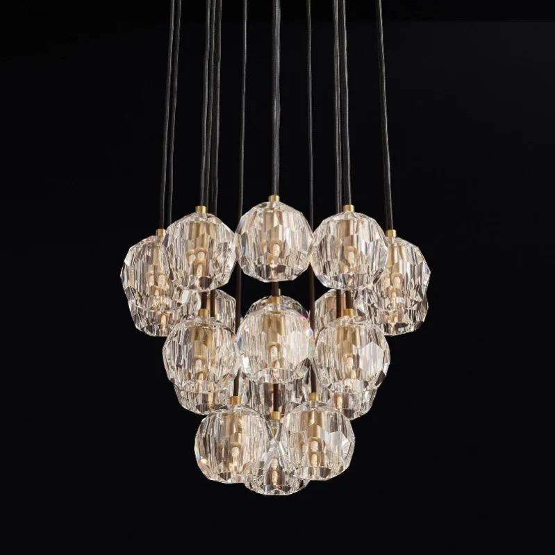 Kristal Glass Round Cluster Chandelier 19