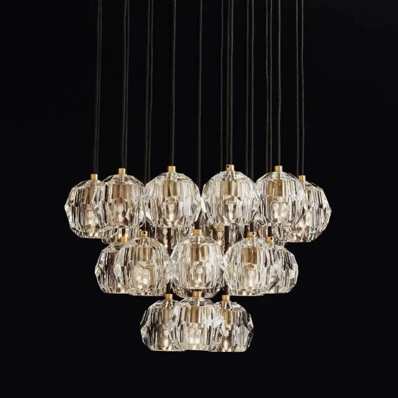 Kristal Glass Round Cluster Chandelier 24