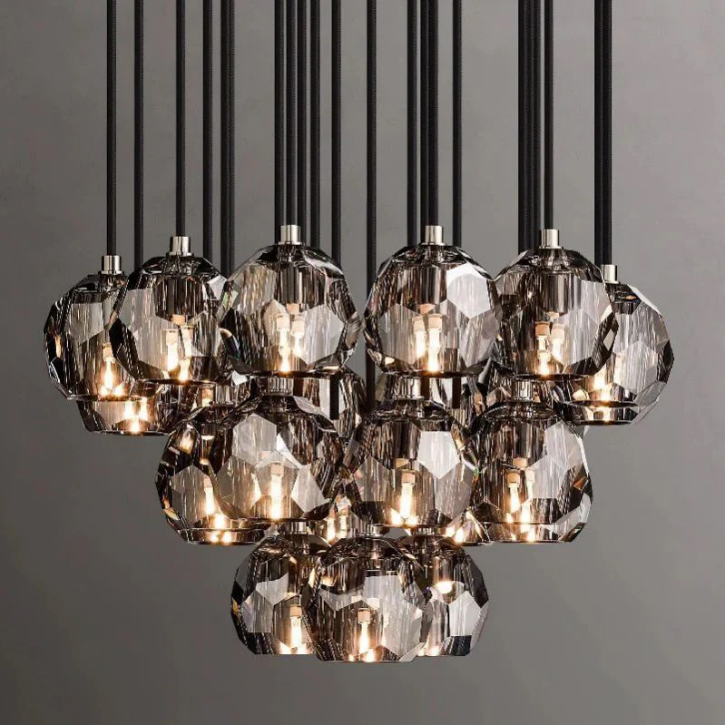 Kristal Glass Round Cluster Chandelier 24