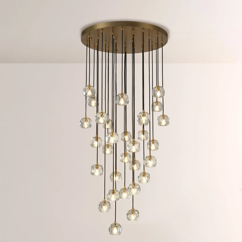 Kristal Smoke Glass Round Cluster Chandelier 30