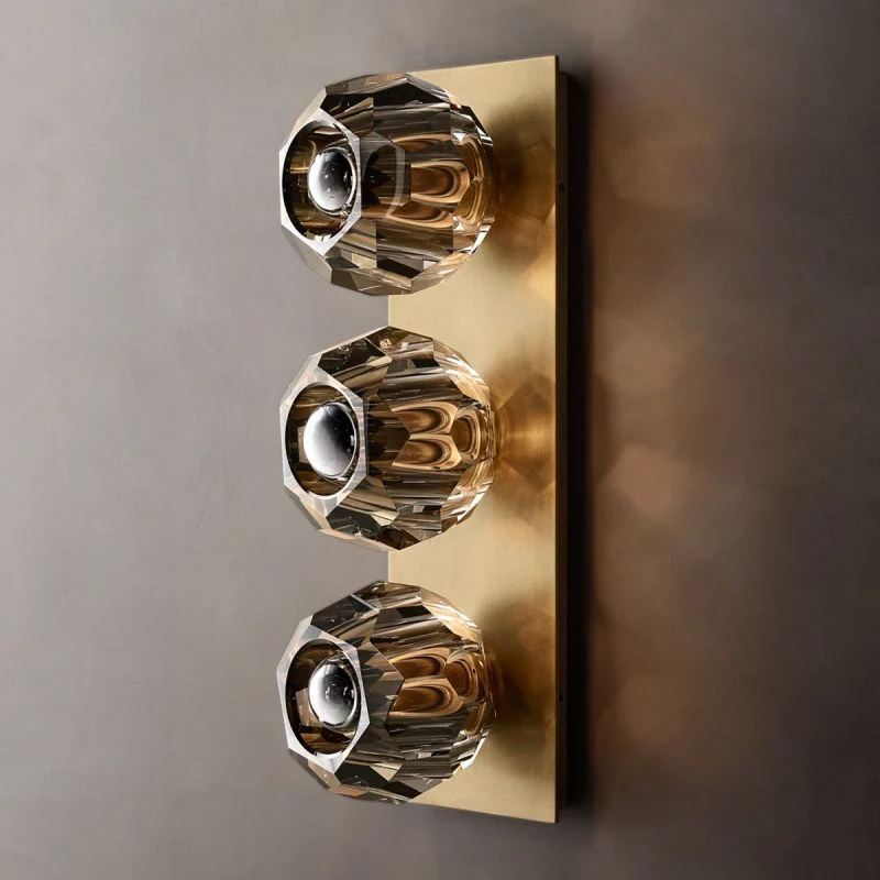 Kristal Smoke Glass Linear Short Wall Sconce
