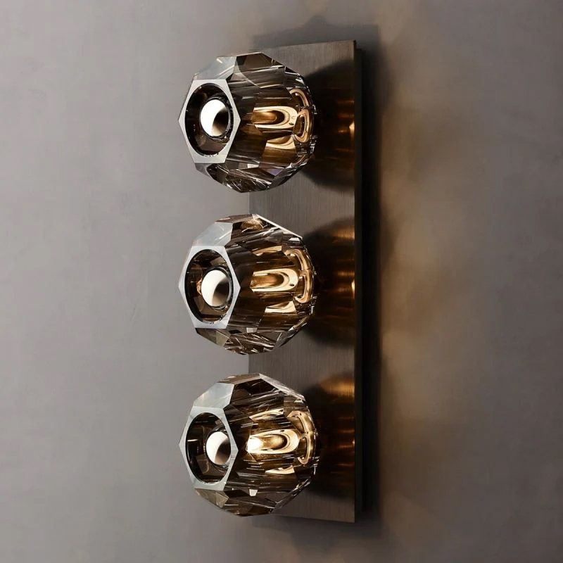 Kristal Smoke Glass Linear Short Wall Sconce