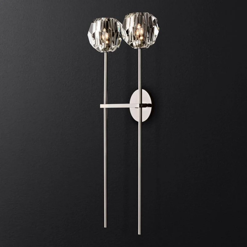 Kristal Clear Glass Double Grand Wall Sconce
