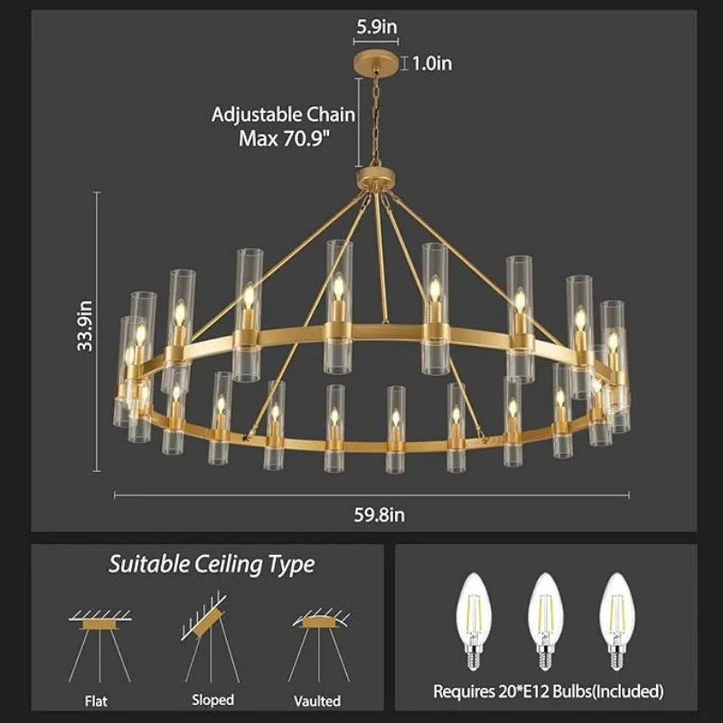 Wagon Wheel Glass Chandelier 60