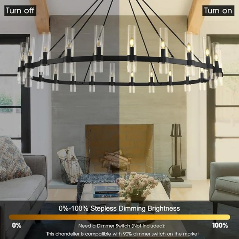 Wagon Wheel Glass Chandelier 60